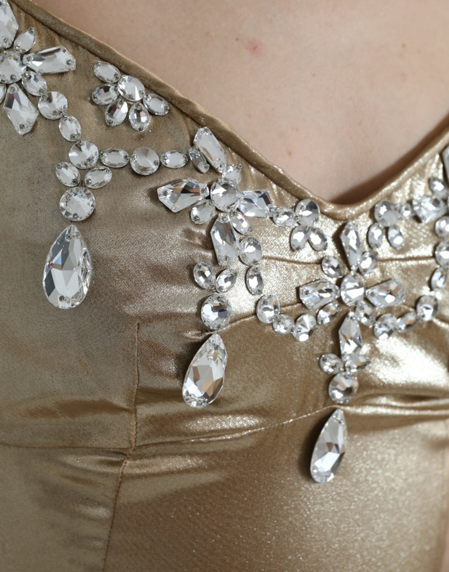 Dolce & Gabbana Metallic Gold Crystal Embellished Gown Dress by Dolce & Gabbana
