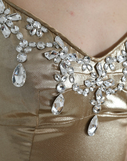 Dolce & Gabbana Metallic Gold Crystal Embellished Gown Dress by Dolce & Gabbana