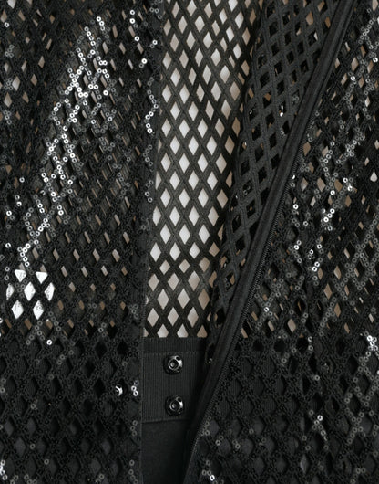 Dolce & Gabbana Black Sequined Sleeveless Mesh Layered Gown Dress by Dolce & Gabbana