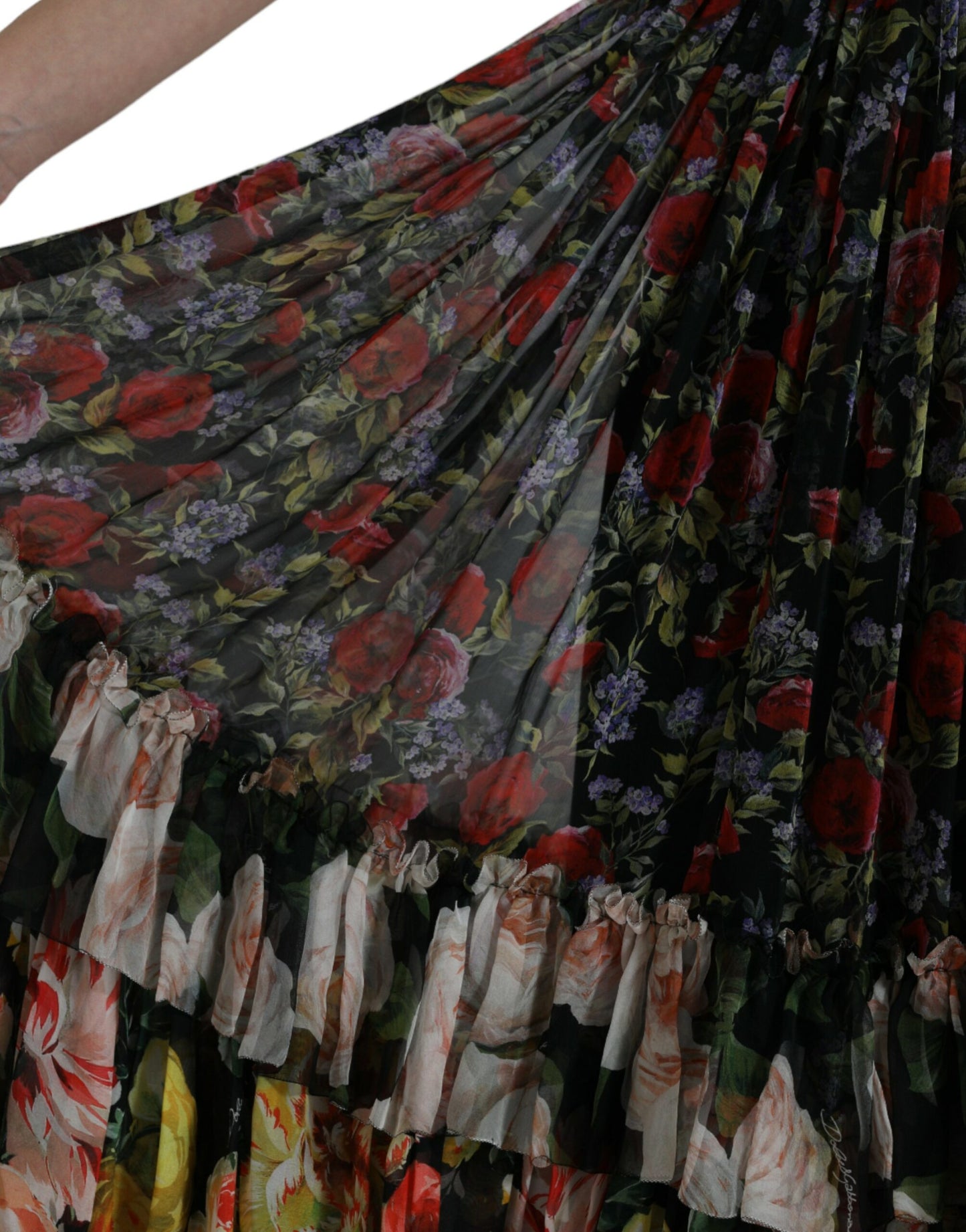 Dolce & Gabbana Multicolor Floral Chiffon Tiered Maxi Dress by Dolce & Gabbana