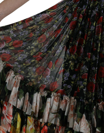 Dolce & Gabbana Multicolor Floral Chiffon Tiered Maxi Dress by Dolce & Gabbana