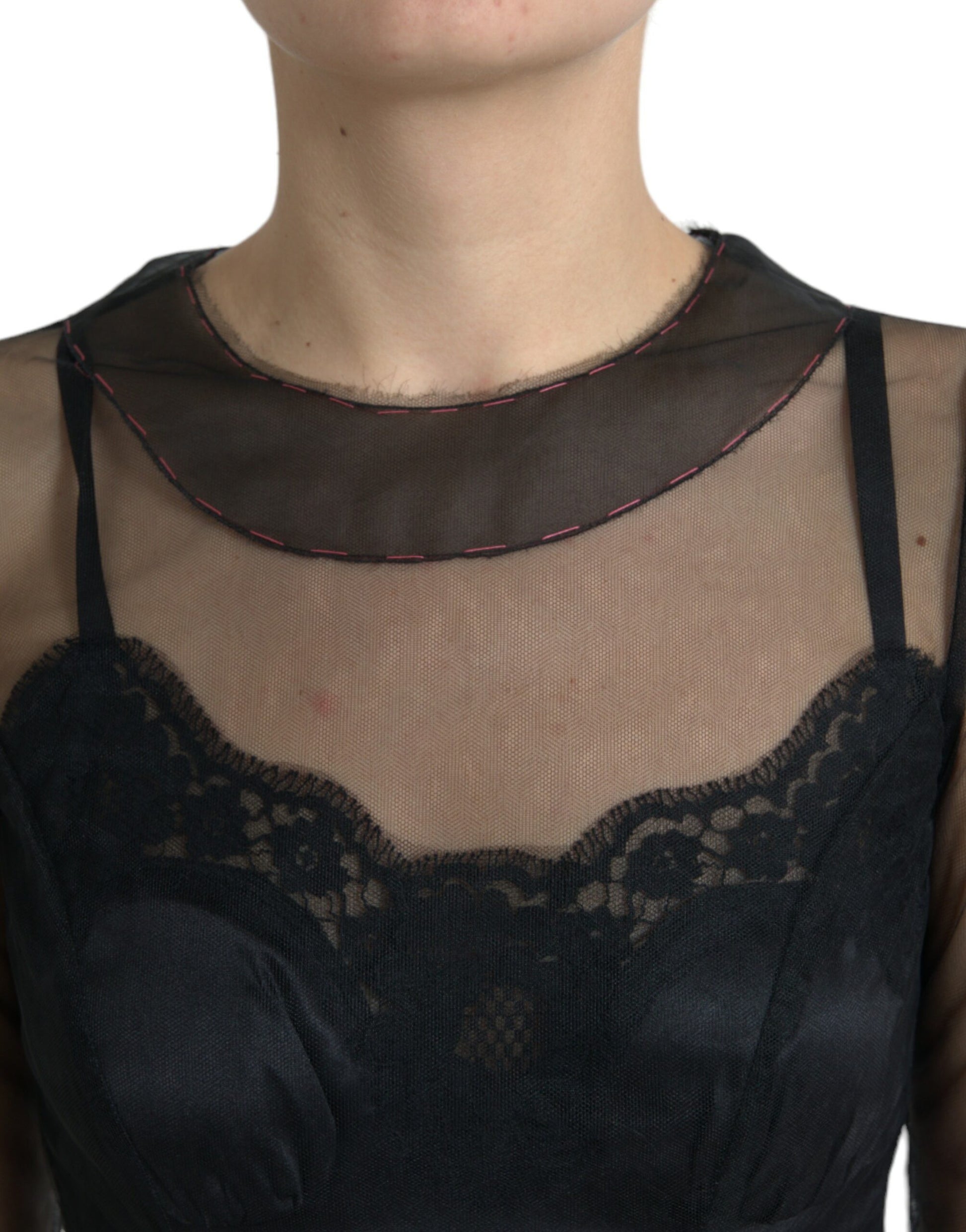 Dolce & Gabbana Black Floral Embroidery Mesh Tulle Gown Dress by Dolce & Gabbana