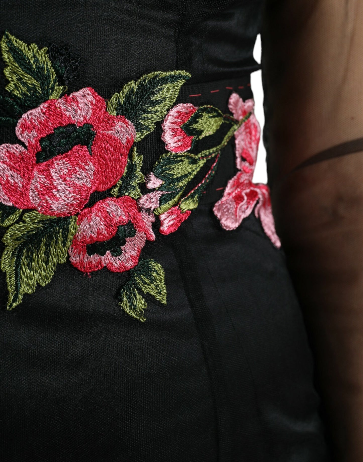 Dolce & Gabbana Black Floral Embroidery Mesh Tulle Gown Dress by Dolce & Gabbana