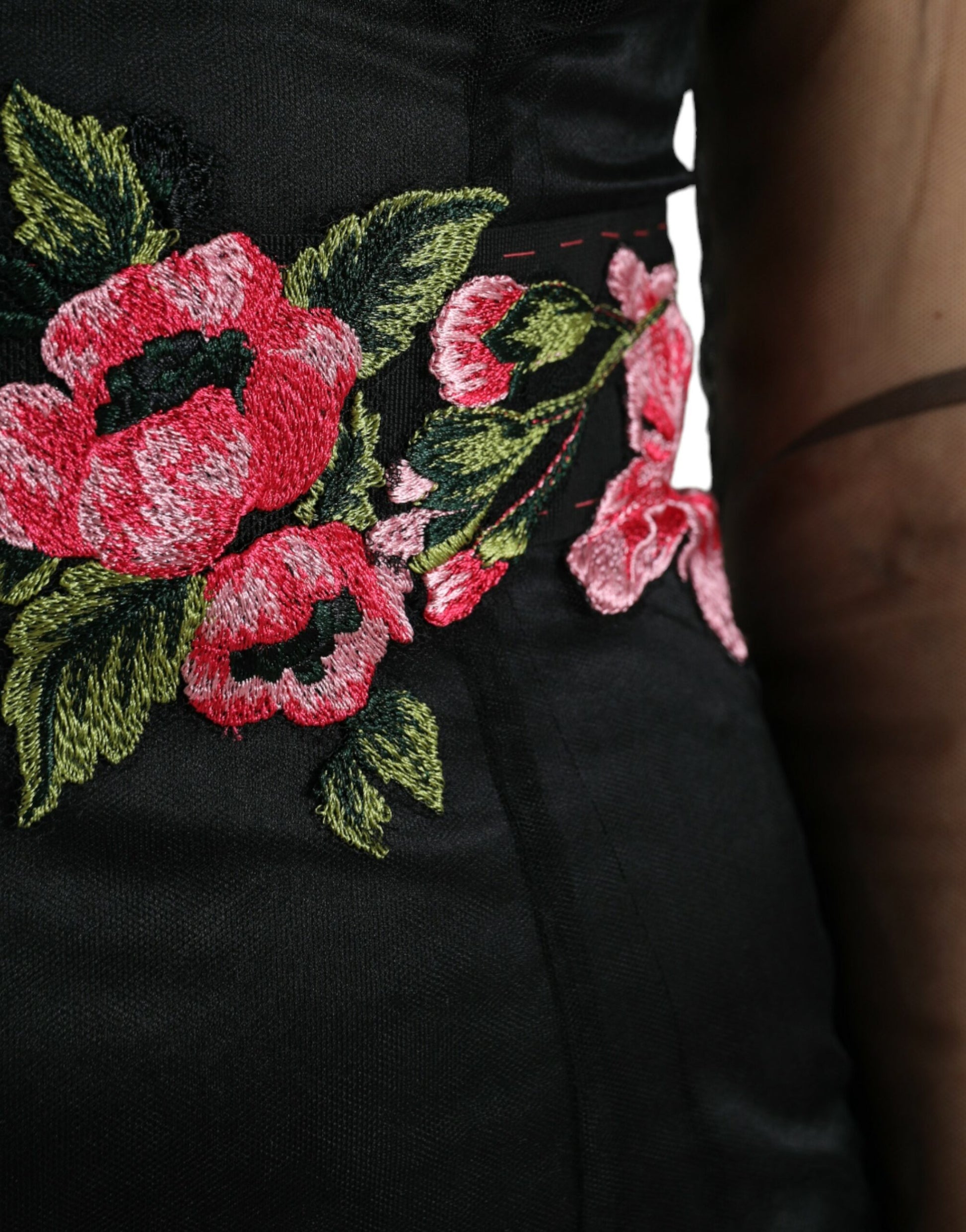 Dolce & Gabbana Black Floral Embroidery Mesh Tulle Gown Dress by Dolce & Gabbana