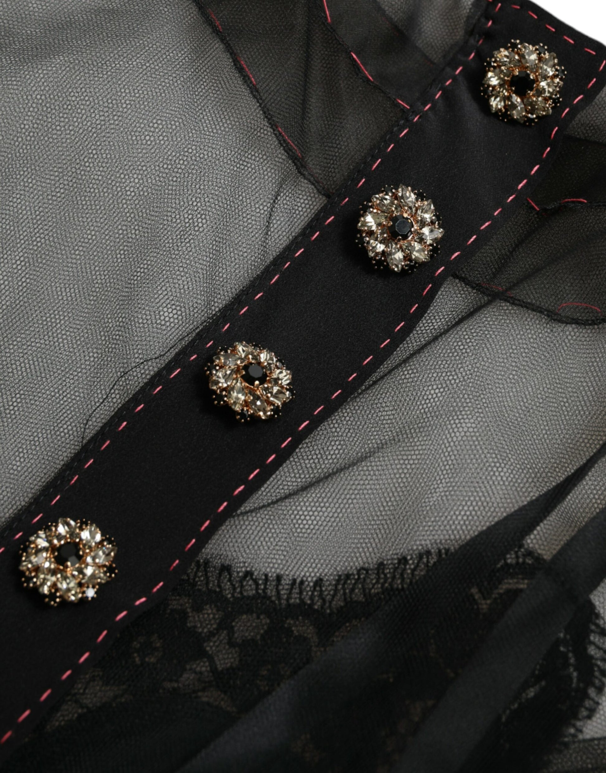 Dolce & Gabbana Black Floral Embroidery Mesh Tulle Gown Dress by Dolce & Gabbana