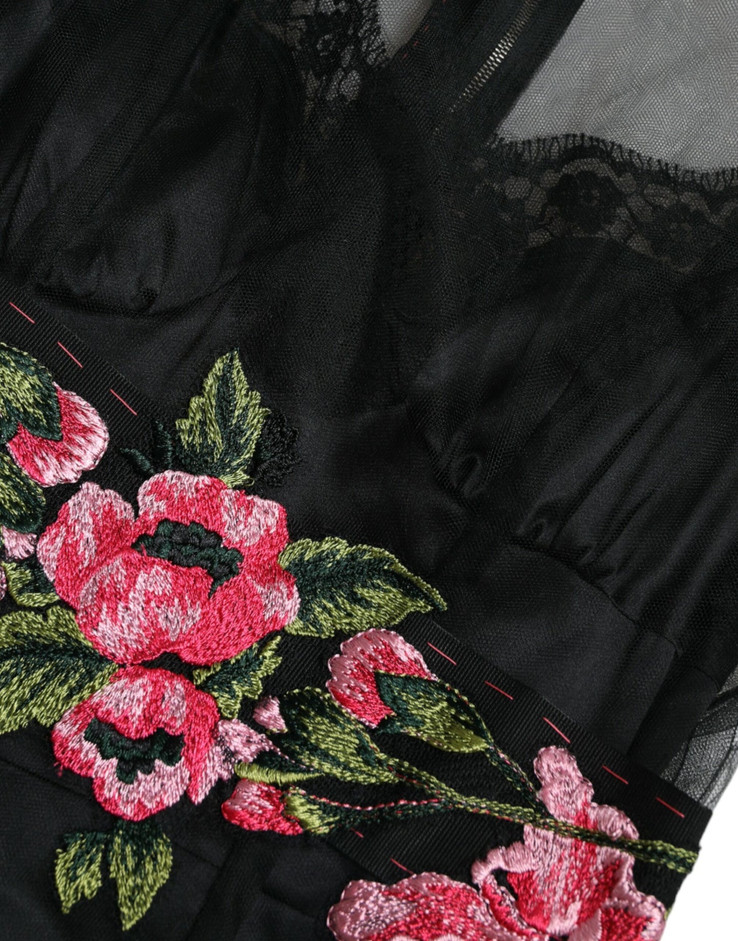 Dolce & Gabbana Black Floral Embroidery Mesh Tulle Gown Dress by Dolce & Gabbana