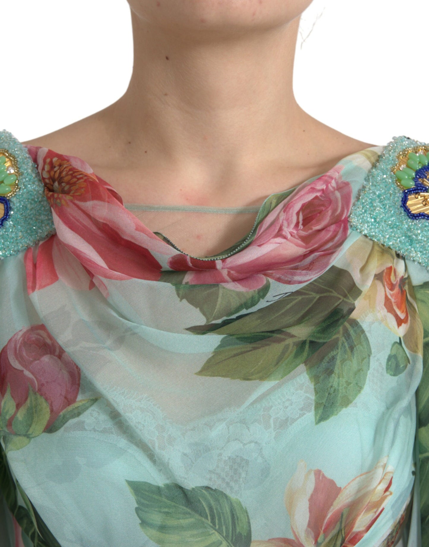 Dolce & Gabbana Blue Floral Print Tiered Long Maxi Dress by Dolce & Gabbana