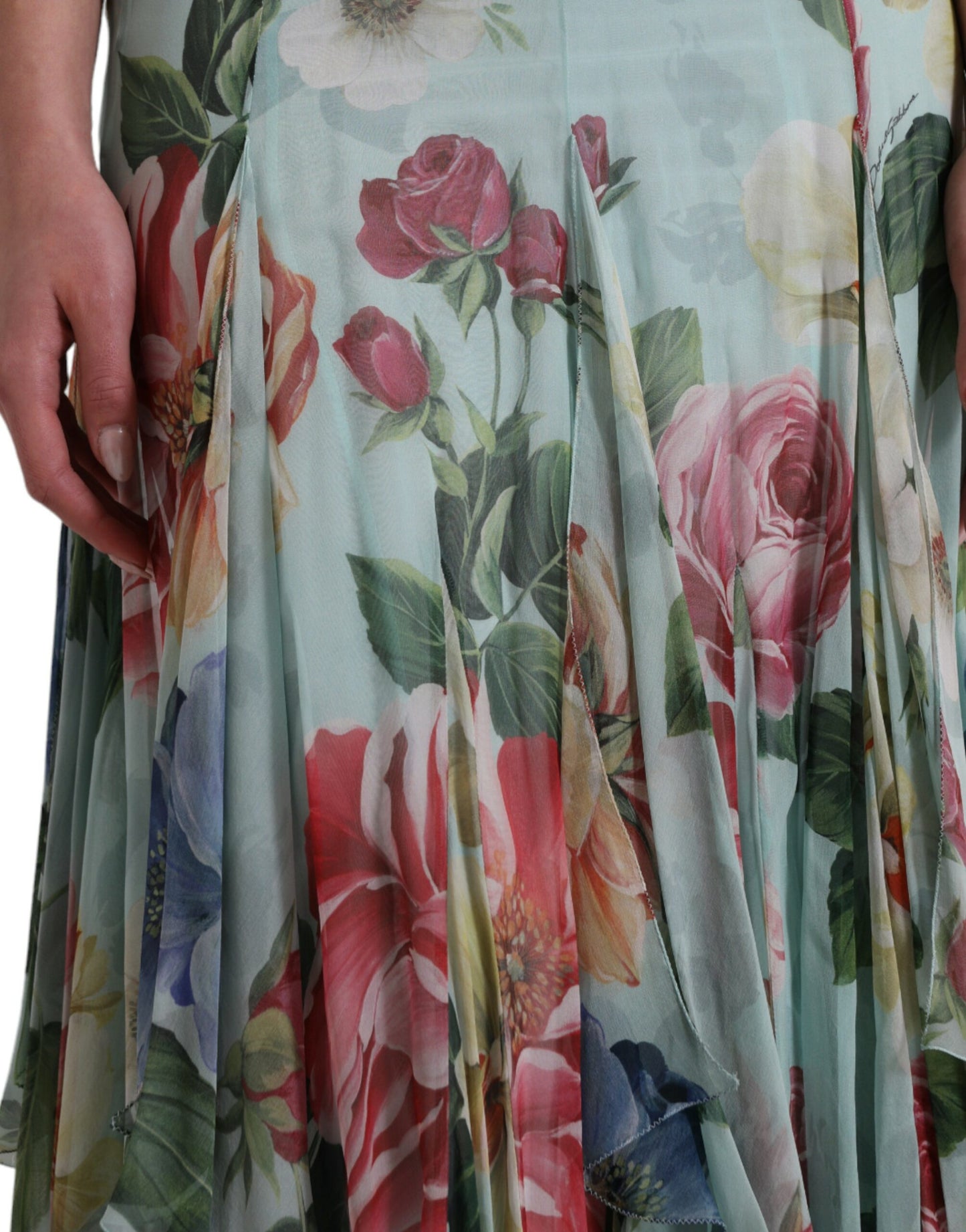 Dolce & Gabbana Blue Floral Print Tiered Long Maxi Dress by Dolce & Gabbana