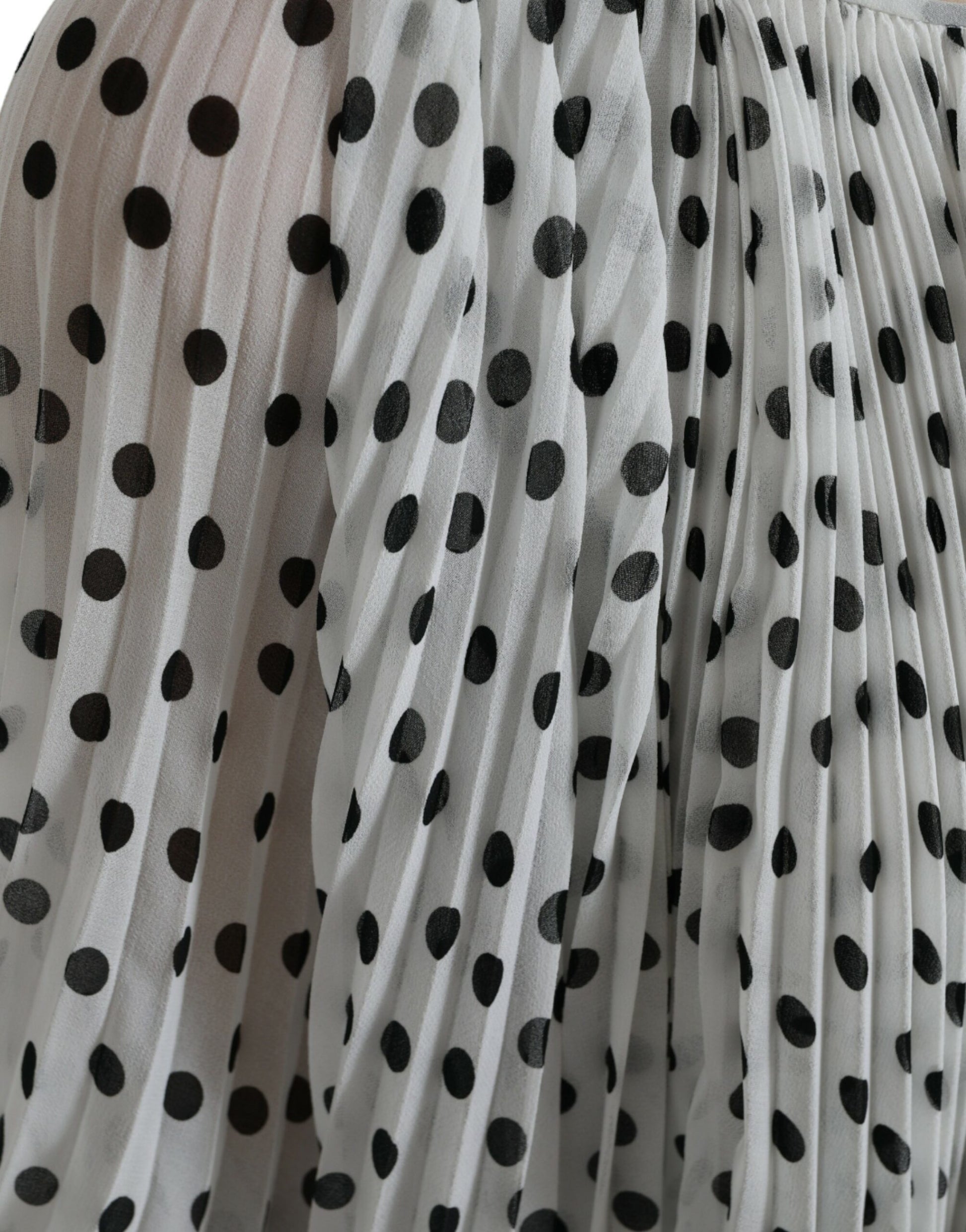 Dolce & Gabbana White Polka Dot A-line Pleated Maxi Dress by Dolce & Gabbana