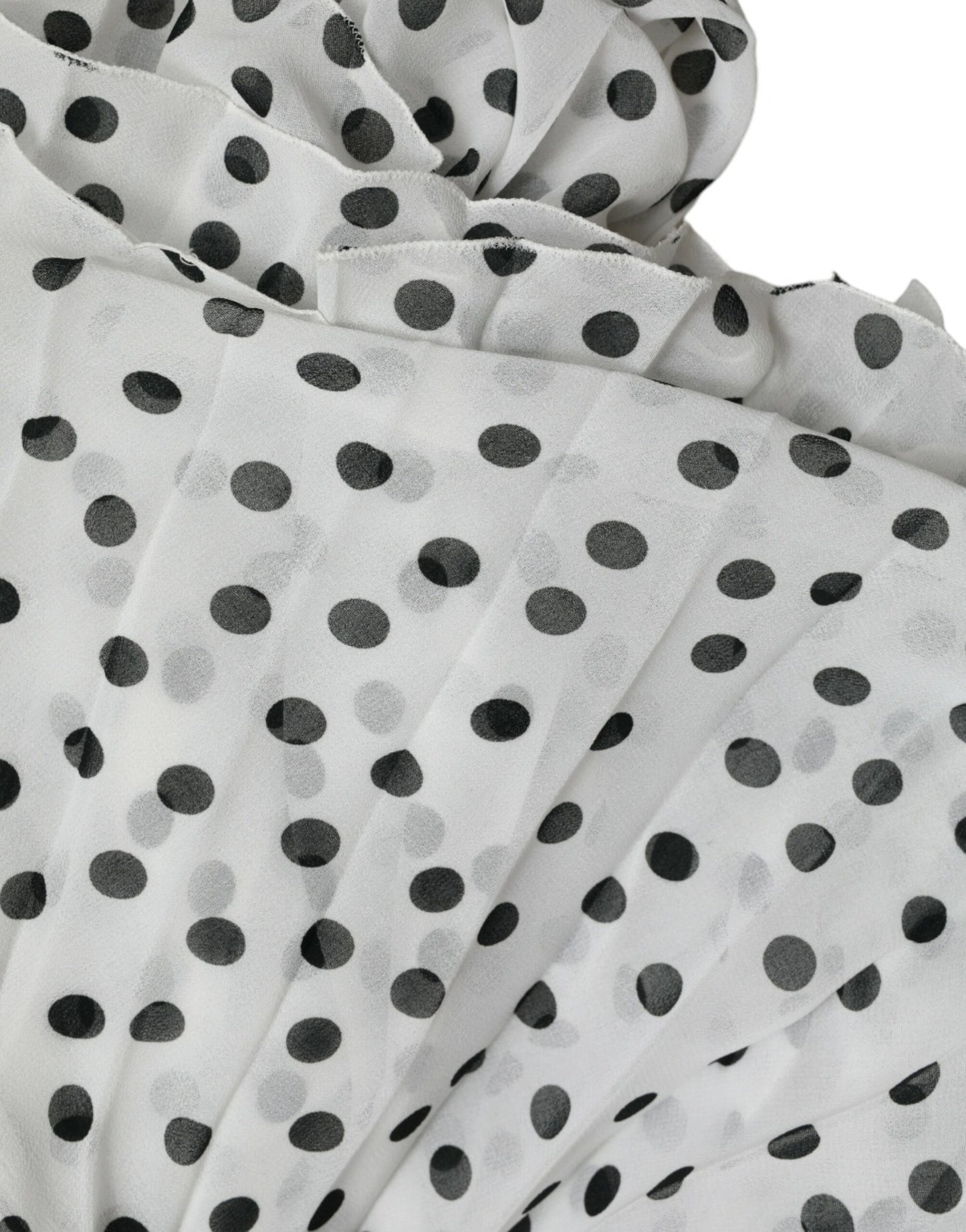 Dolce & Gabbana White Polka Dot A-line Pleated Maxi Dress by Dolce & Gabbana