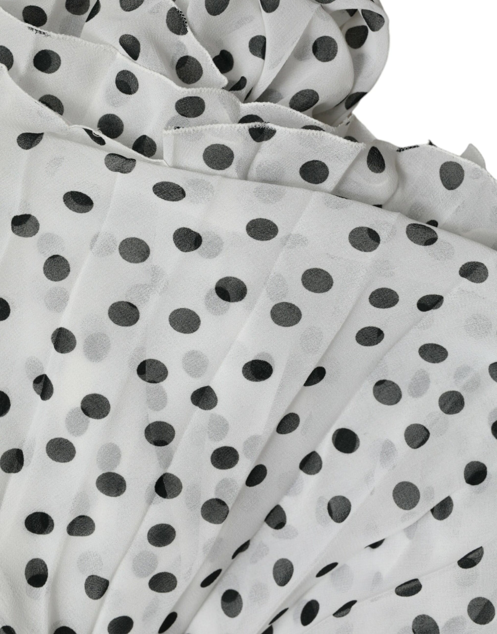 Dolce & Gabbana White Polka Dot A-line Pleated Maxi Dress by Dolce & Gabbana