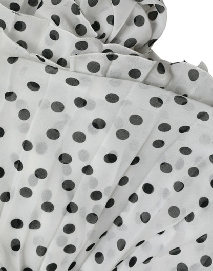 Dolce & Gabbana White Polka Dot A-line Pleated Maxi Dress by Dolce & Gabbana