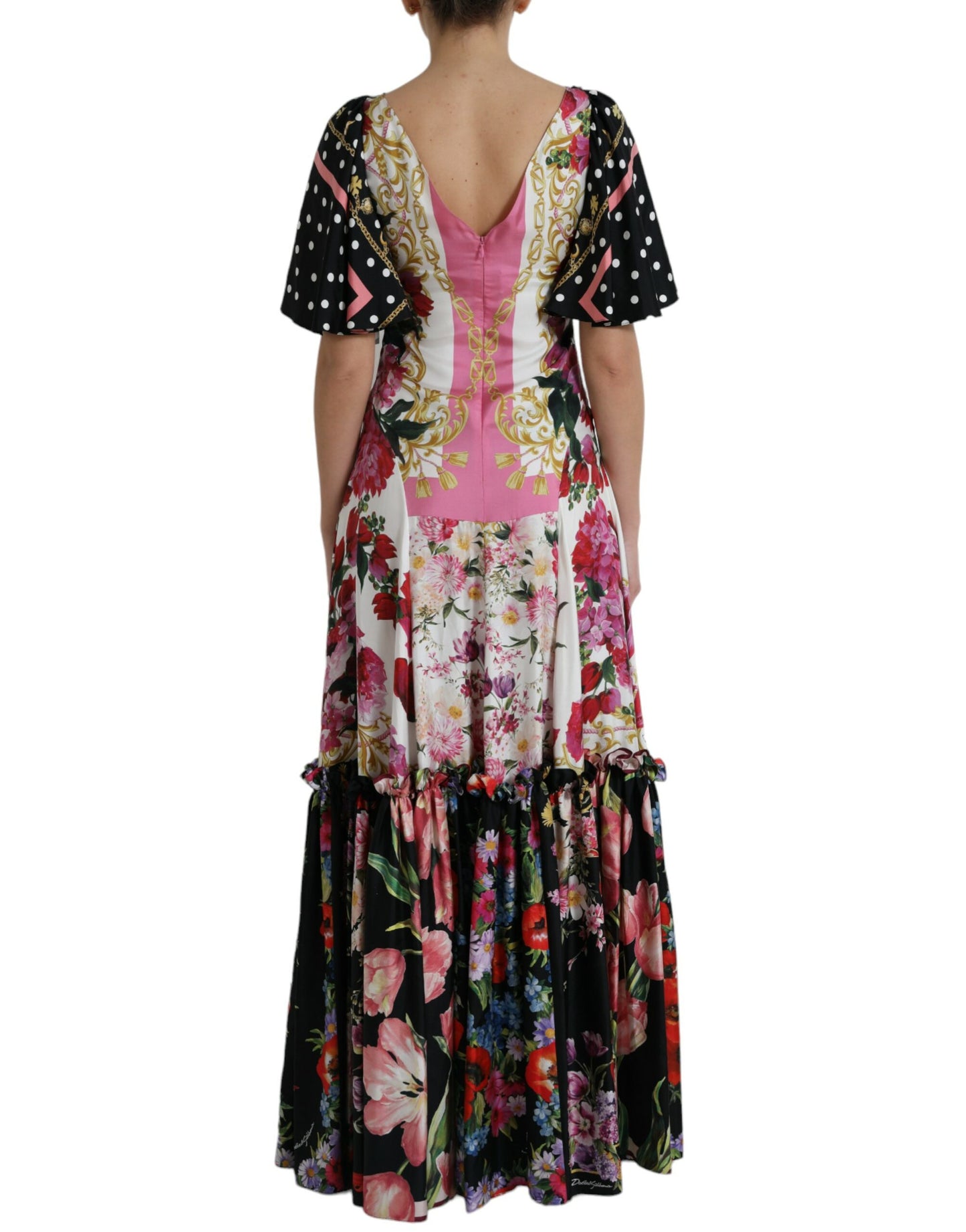 Dolce & Gabbana Multicolor Floral Print Silk Twill Gown Dress by Dolce & Gabbana