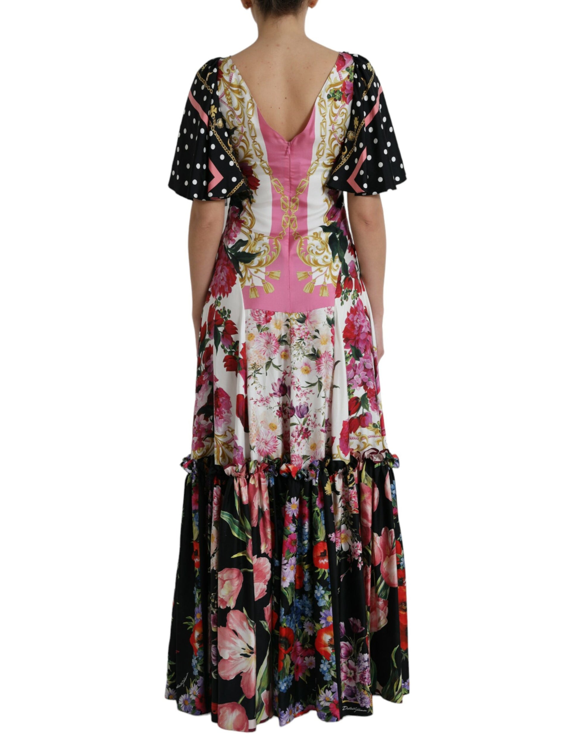 Dolce & Gabbana Multicolor Floral Print Silk Twill Gown Dress by Dolce & Gabbana
