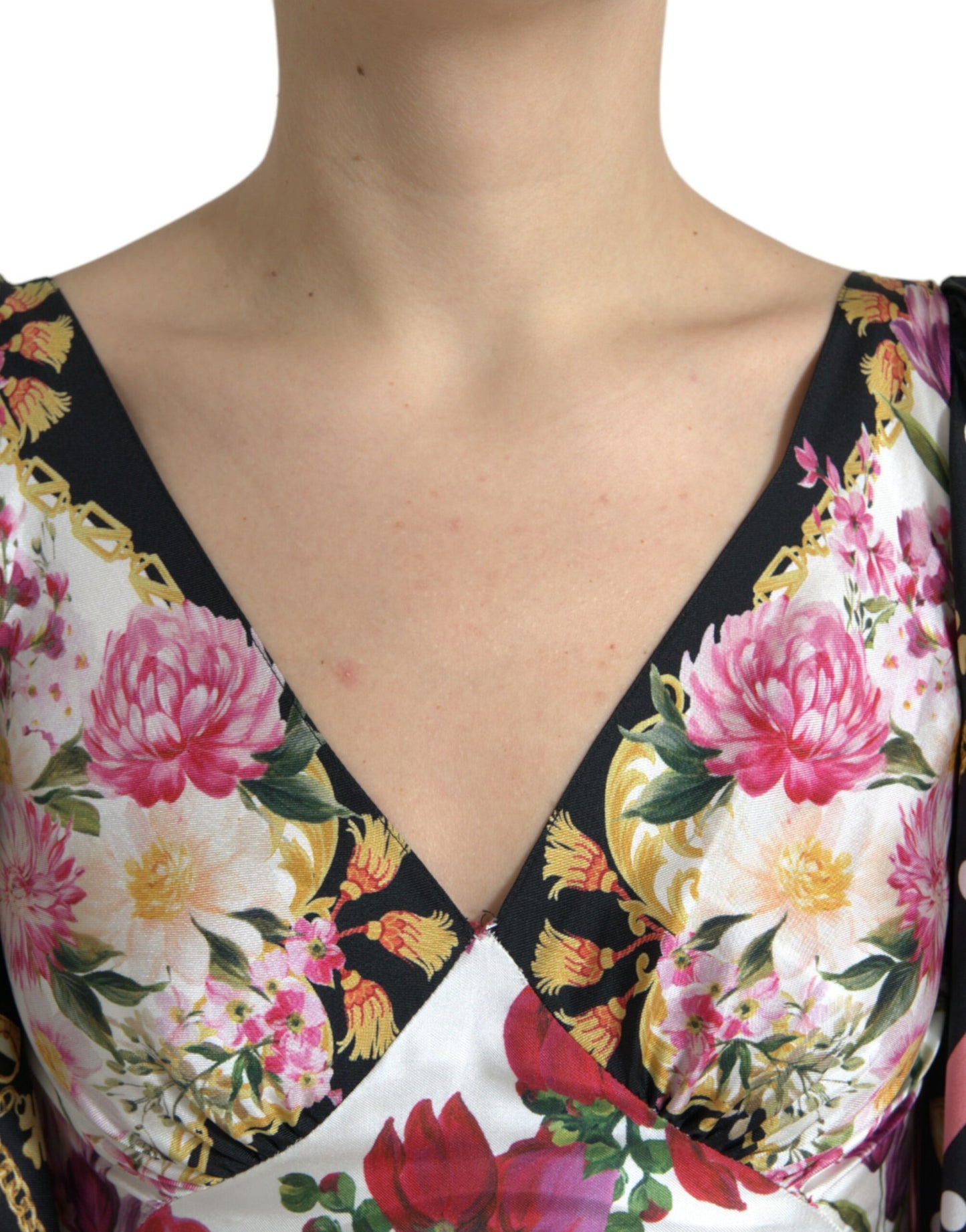 Dolce & Gabbana Multicolor Floral Print Silk Twill Gown Dress by Dolce & Gabbana