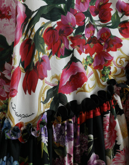 Dolce & Gabbana Multicolor Floral Print Silk Twill Gown Dress by Dolce & Gabbana