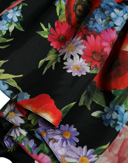 Dolce & Gabbana Multicolor Floral Print Silk Twill Gown Dress by Dolce & Gabbana