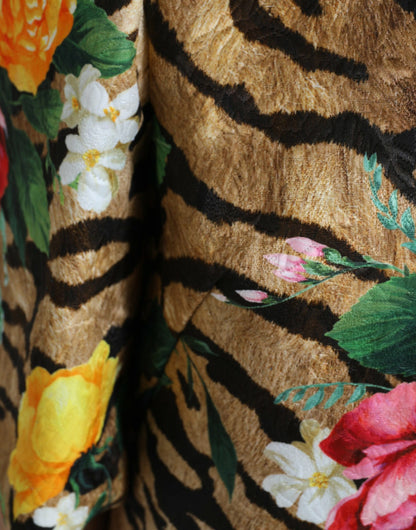 Dolce & Gabbana Multicolor Tiger Floral Print Shift Mini Dress by Dolce & Gabbana