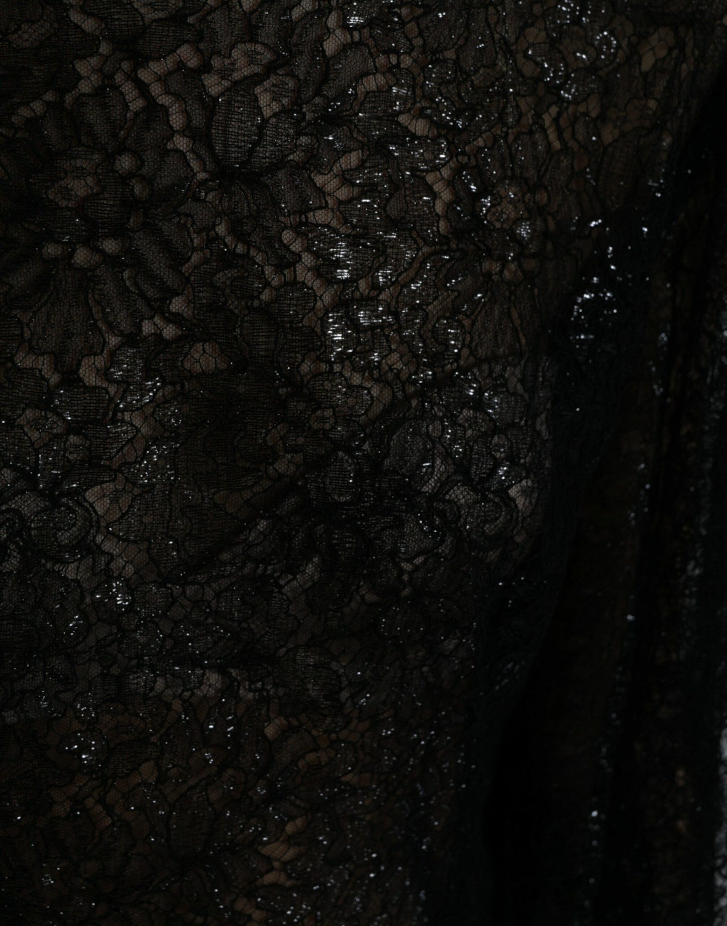 Dolce & Gabbana Black Floral Lace Sheer A-line Midi Dress by Dolce & Gabbana