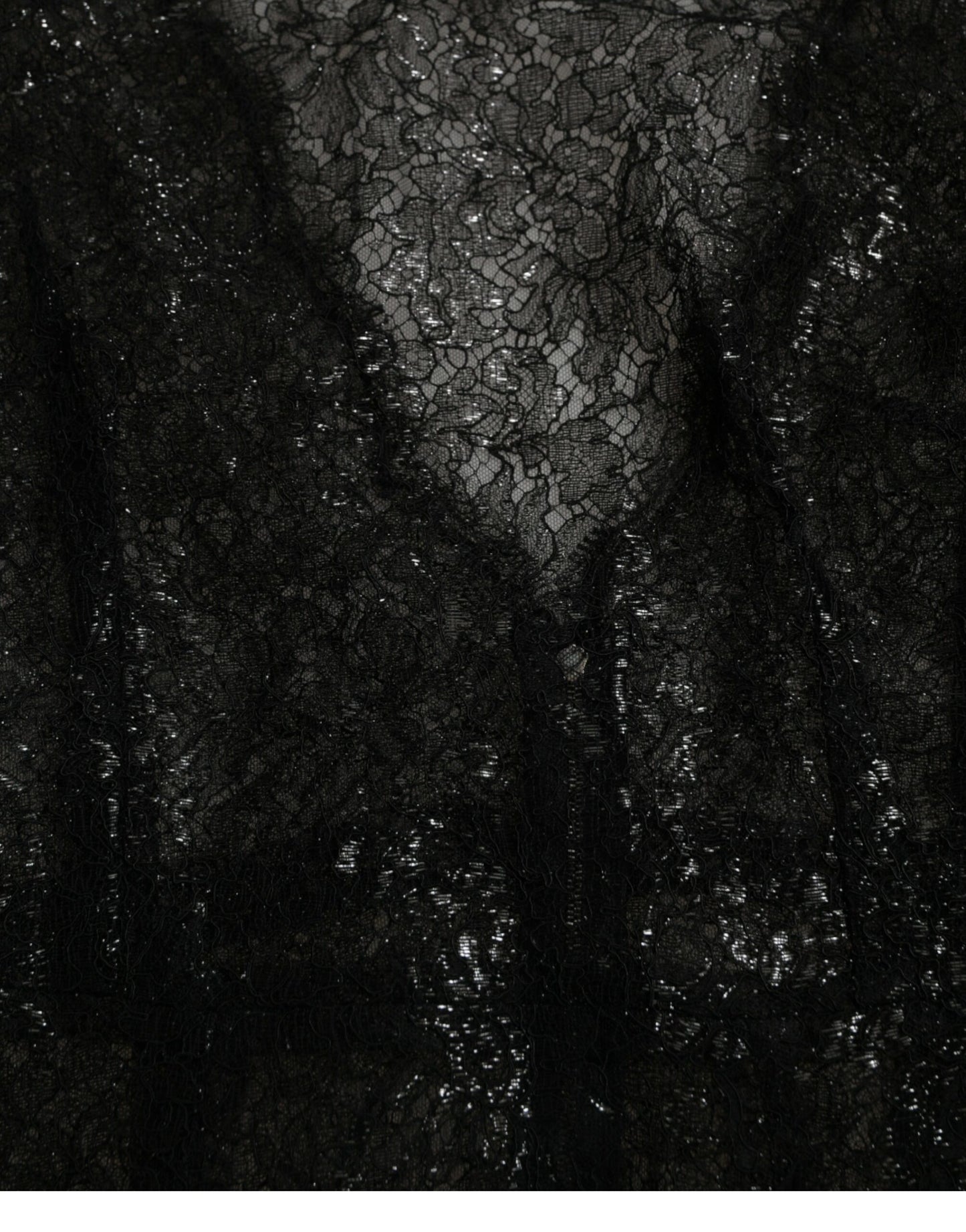 Dolce & Gabbana Black Floral Lace Sheer A-line Midi Dress by Dolce & Gabbana