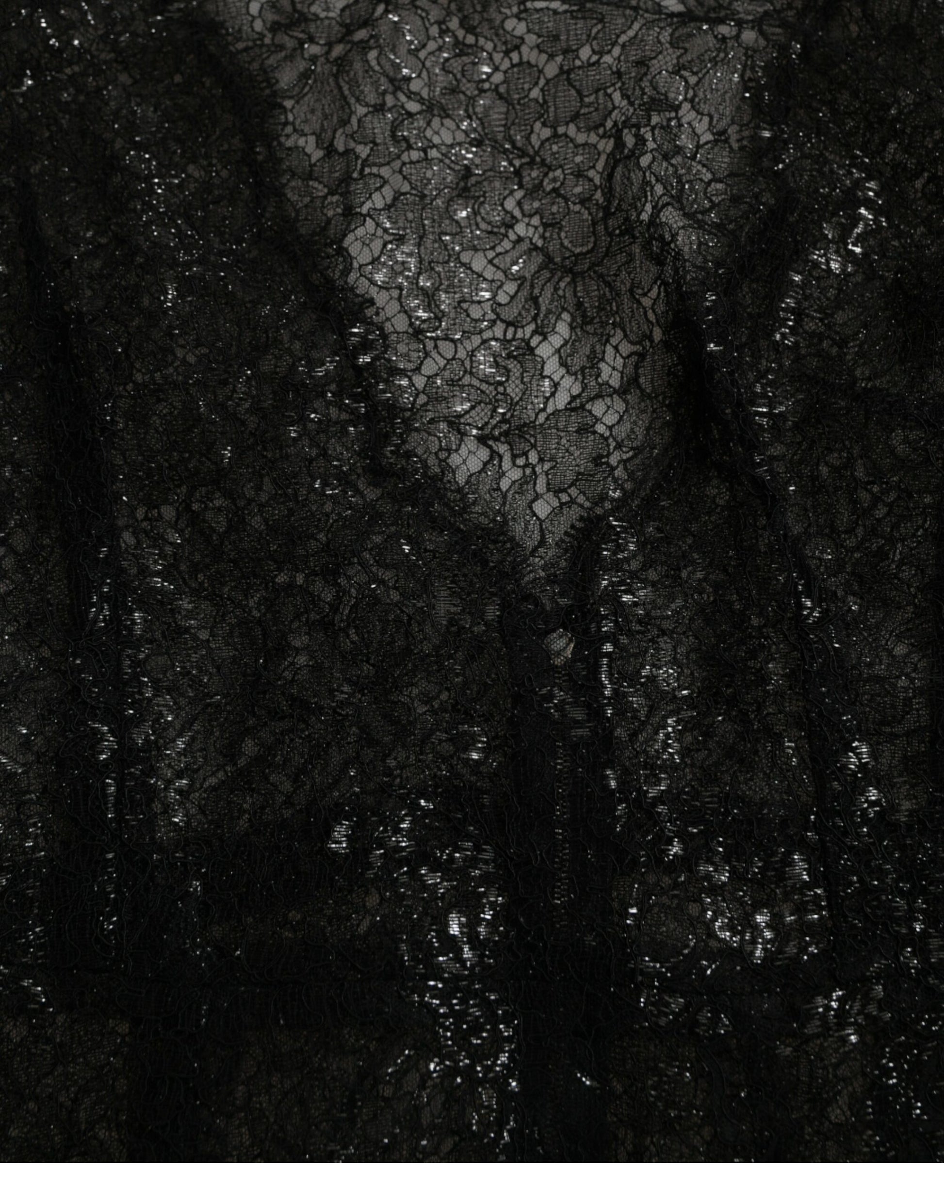 Dolce & Gabbana Black Floral Lace Sheer A-line Midi Dress by Dolce & Gabbana