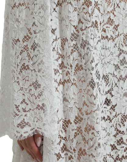 Dolce & Gabbana White Lace Crystal Embellished Shift Dress by Dolce & Gabbana