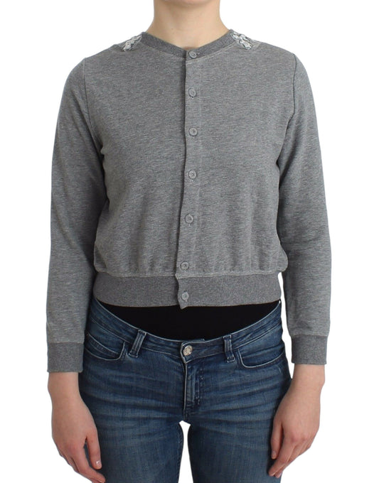 Cardigan court en coton mélangé gris chic Ermanno Scervino