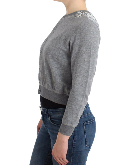 Cardigan court en coton mélangé gris chic Ermanno Scervino