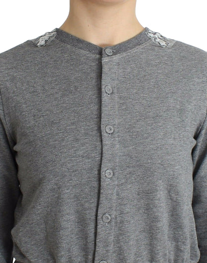 Cardigan court en coton mélangé gris chic Ermanno Scervino