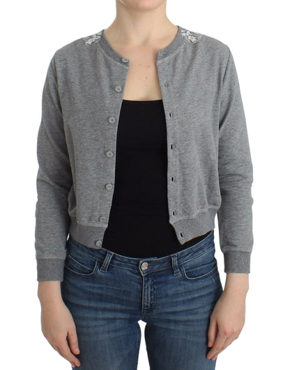 Cardigan court en coton mélangé gris chic Ermanno Scervino
