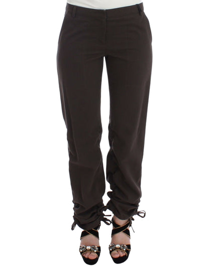 Pantalon habillé en coton marron chic Ermanno Scervino