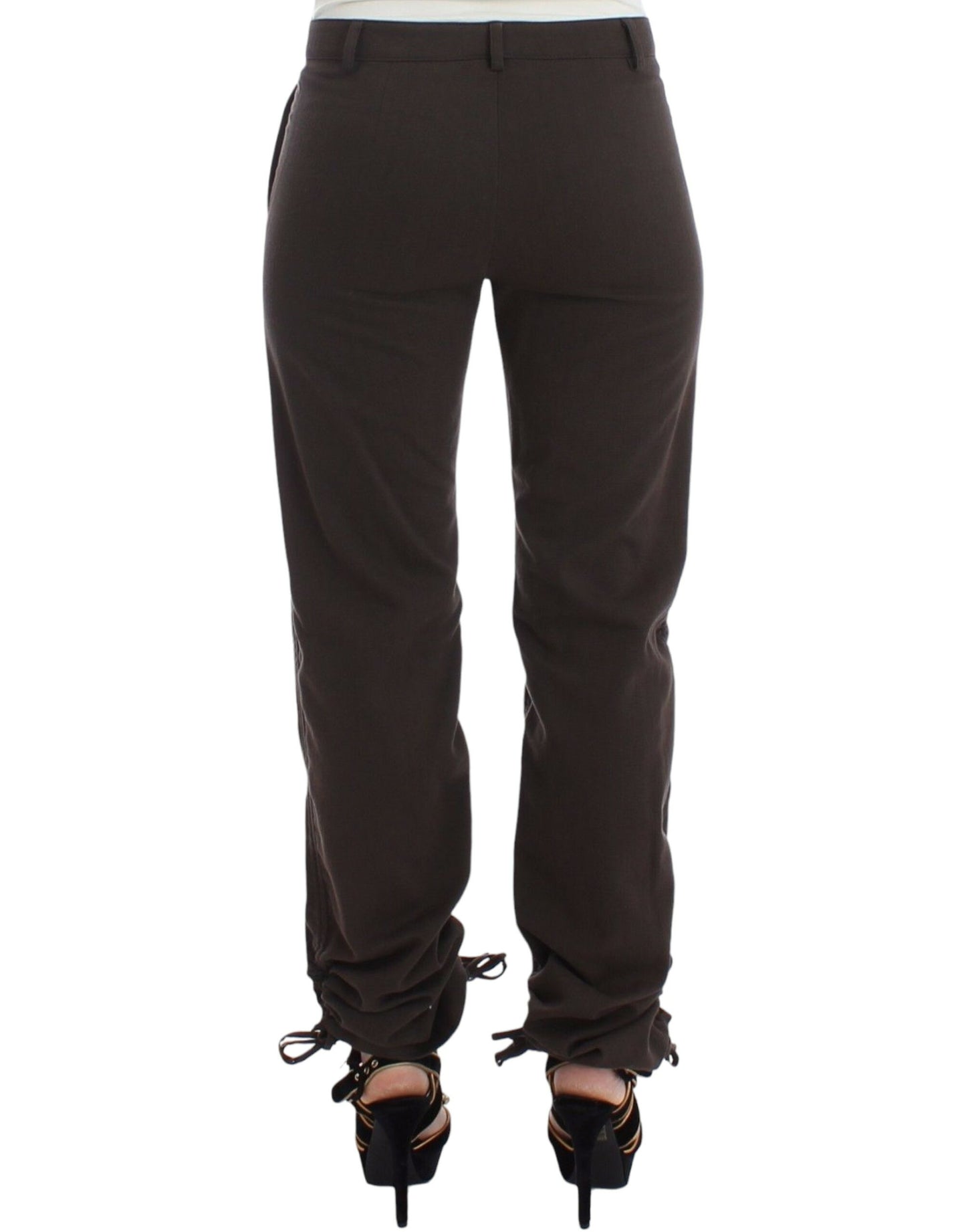 Pantalon habillé en coton marron chic Ermanno Scervino