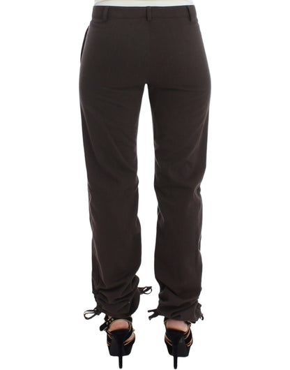 Pantalon habillé en coton marron chic Ermanno Scervino