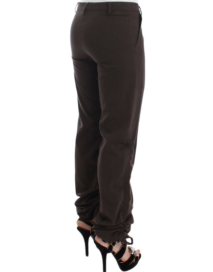 Pantalon habillé en coton marron chic Ermanno Scervino