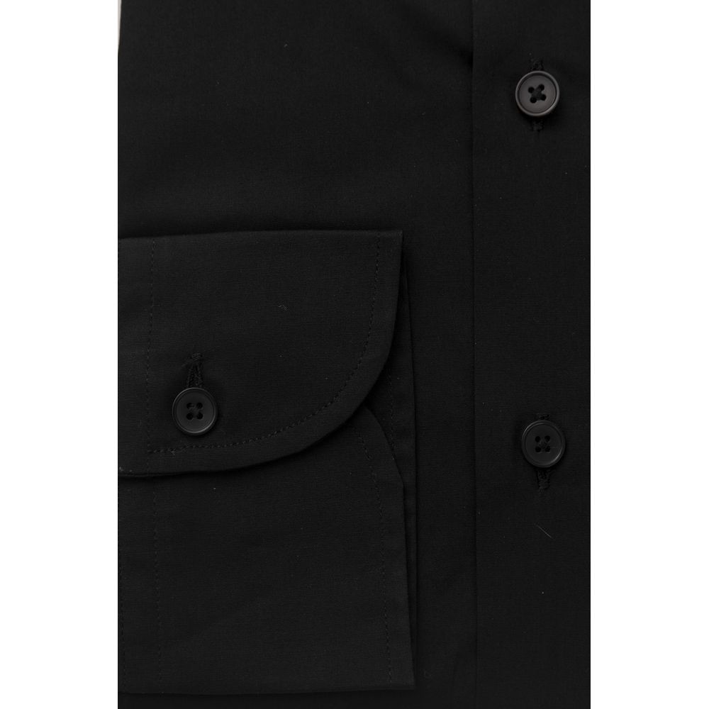 Bagutta Black Cotton Men's Shirt Slim Fit With French Collar by Bagutta