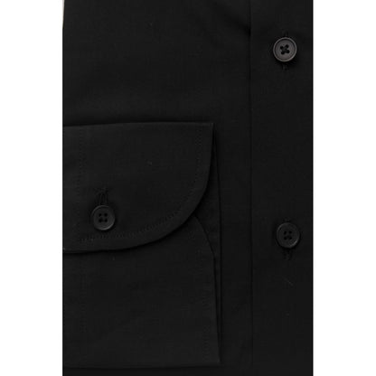 Bagutta Black Cotton Men's Shirt Slim Fit With French Collar by Bagutta