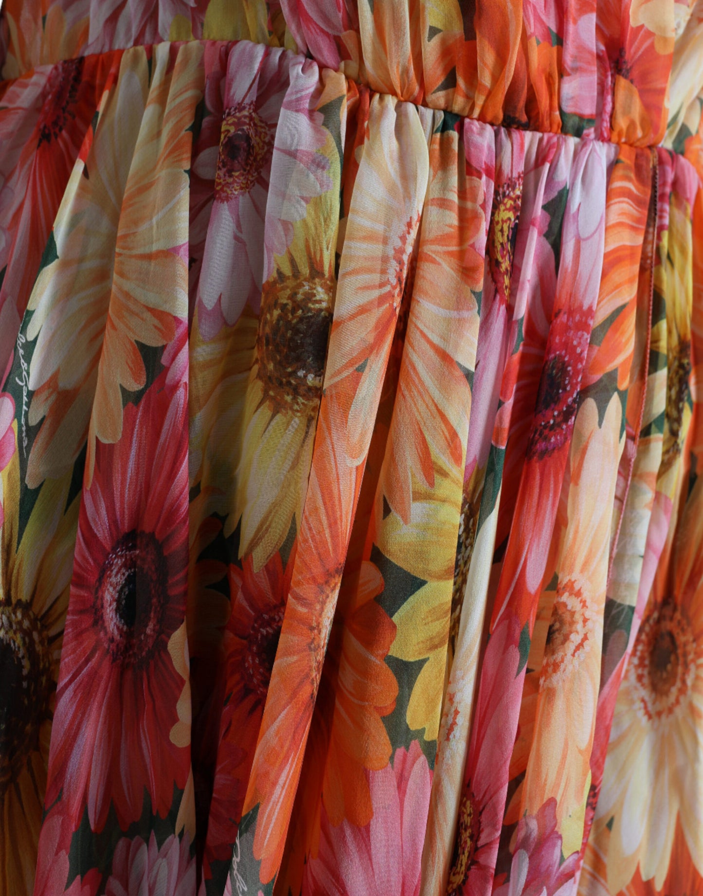 Dolce & Gabbana Multicolor Sunflower Print Silk Midi Dress by Dolce & Gabbana