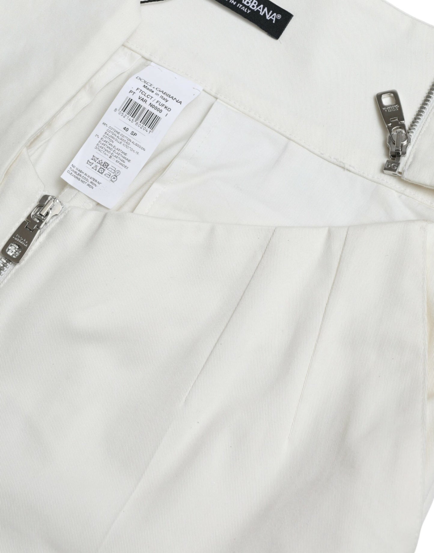 Dolce & Gabbana Black White Cotton Cut Out Waist Tapered Pants by Dolce & Gabbana