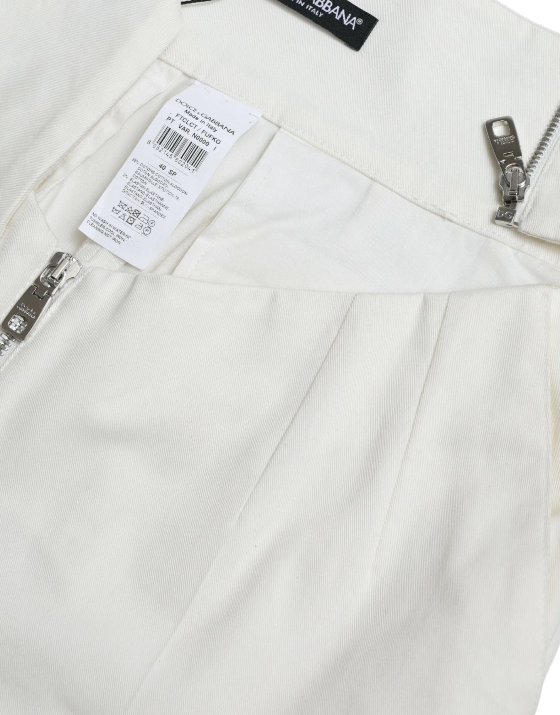 Dolce & Gabbana Black White Cotton Cut Out Waist Tapered Pants by Dolce & Gabbana