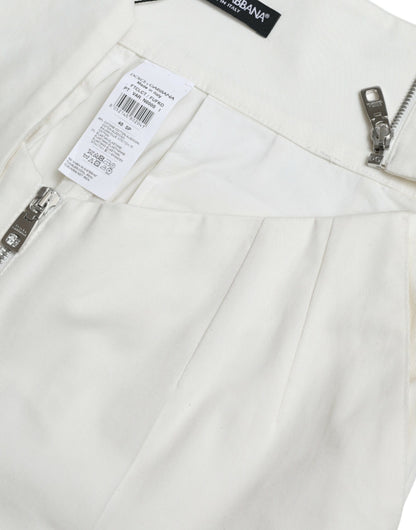 Dolce & Gabbana Black White Cotton Cut Out Waist Tapered Pants by Dolce & Gabbana