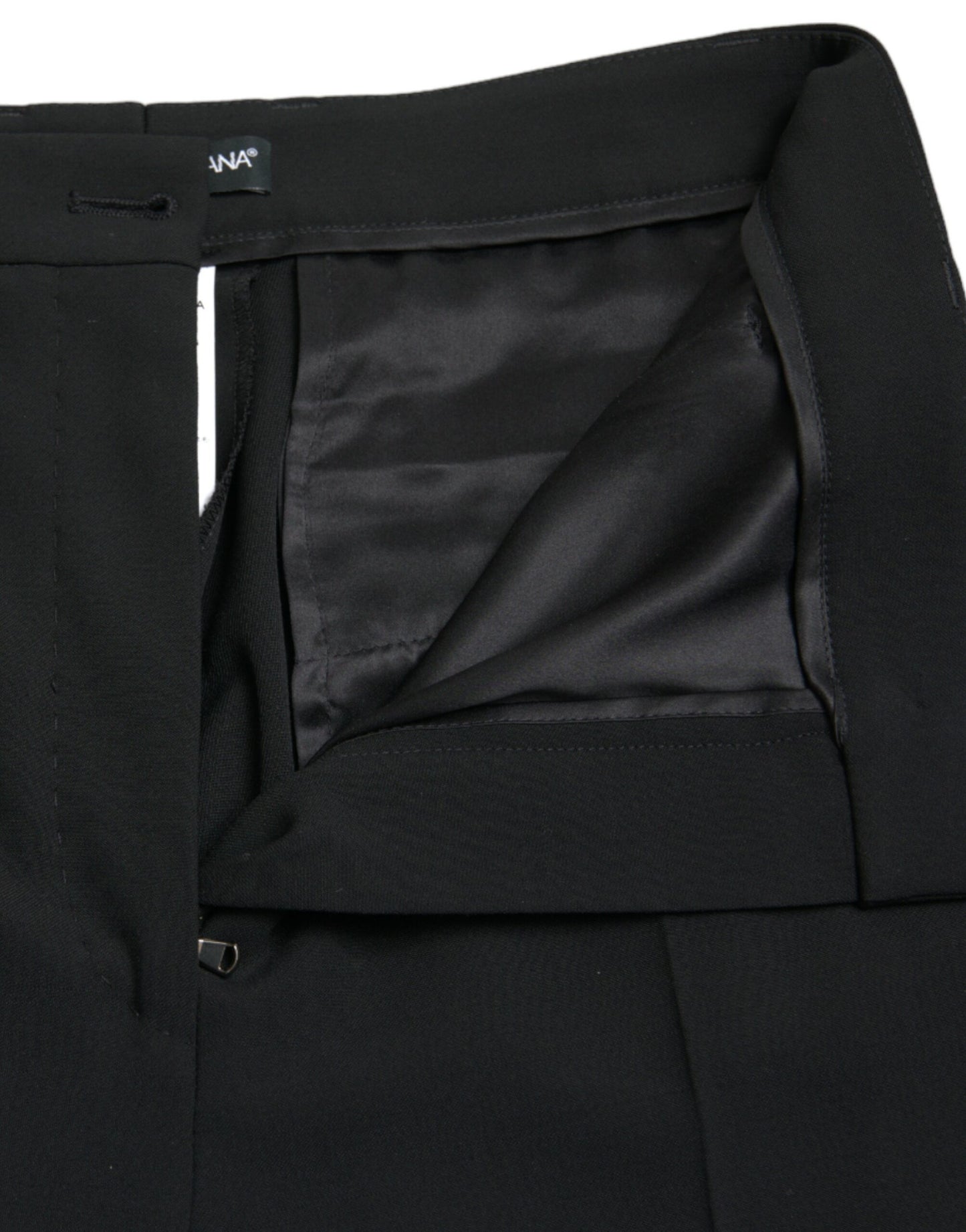 Dolce & Gabbana Black Wool High Waist Tapered Pants by Dolce & Gabbana