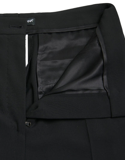 Dolce & Gabbana Black Wool High Waist Tapered Pants by Dolce & Gabbana