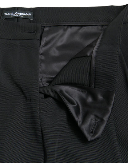 Dolce & Gabbana Black Wool High Waist Cropped Tapered Pants by Dolce & Gabbana
