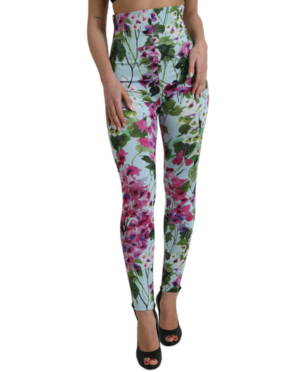 Dolce & Gabbana Multicolor Floral High Waist Leggings Pants by Dolce & Gabbana