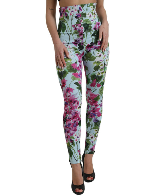Dolce & Gabbana Multicolor Floral High Waist Leggings Pants by Dolce & Gabbana