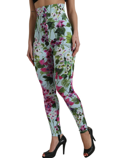 Dolce & Gabbana Multicolor Floral High Waist Leggings Pants by Dolce & Gabbana