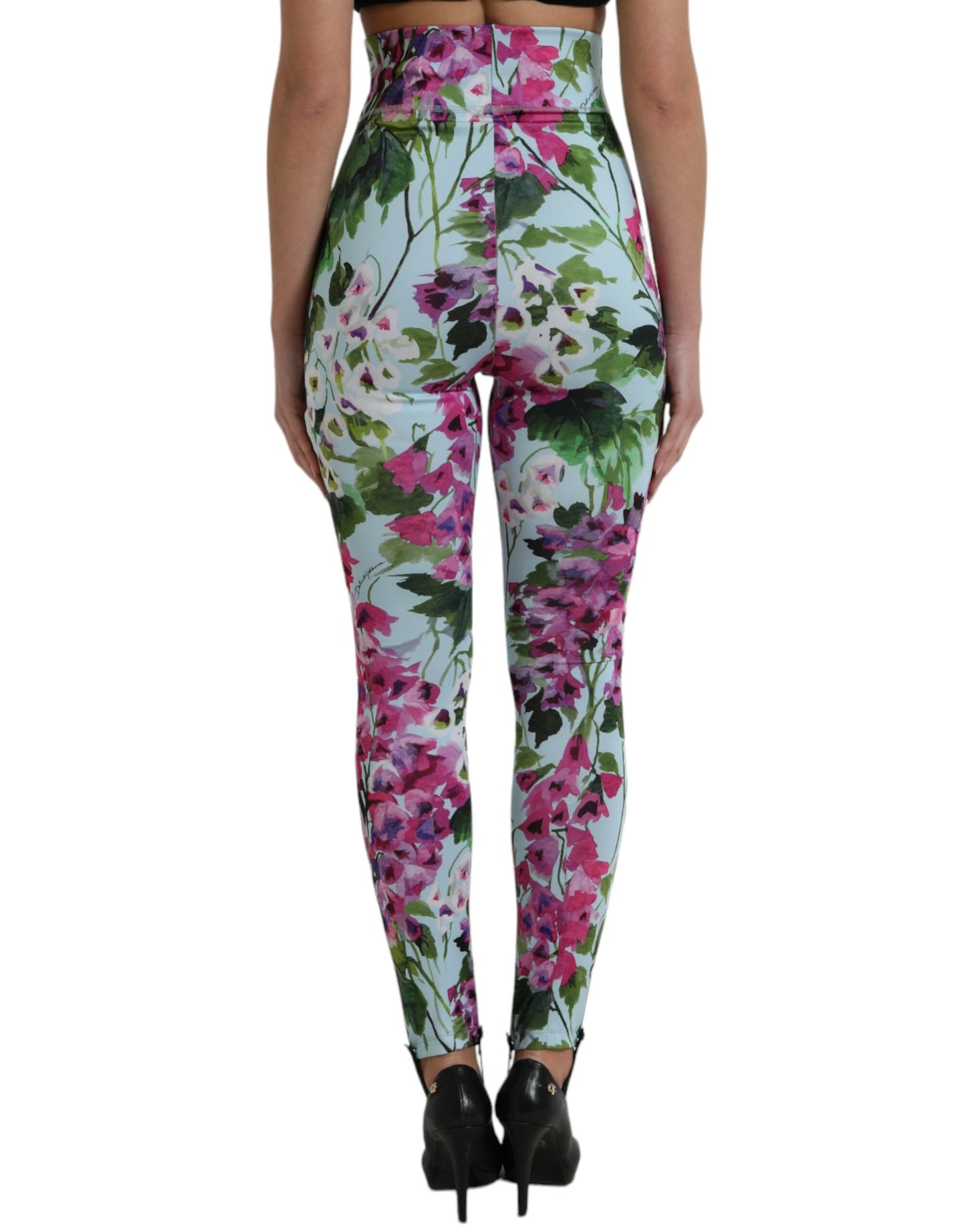 Dolce & Gabbana Multicolor Floral High Waist Leggings Pants by Dolce & Gabbana