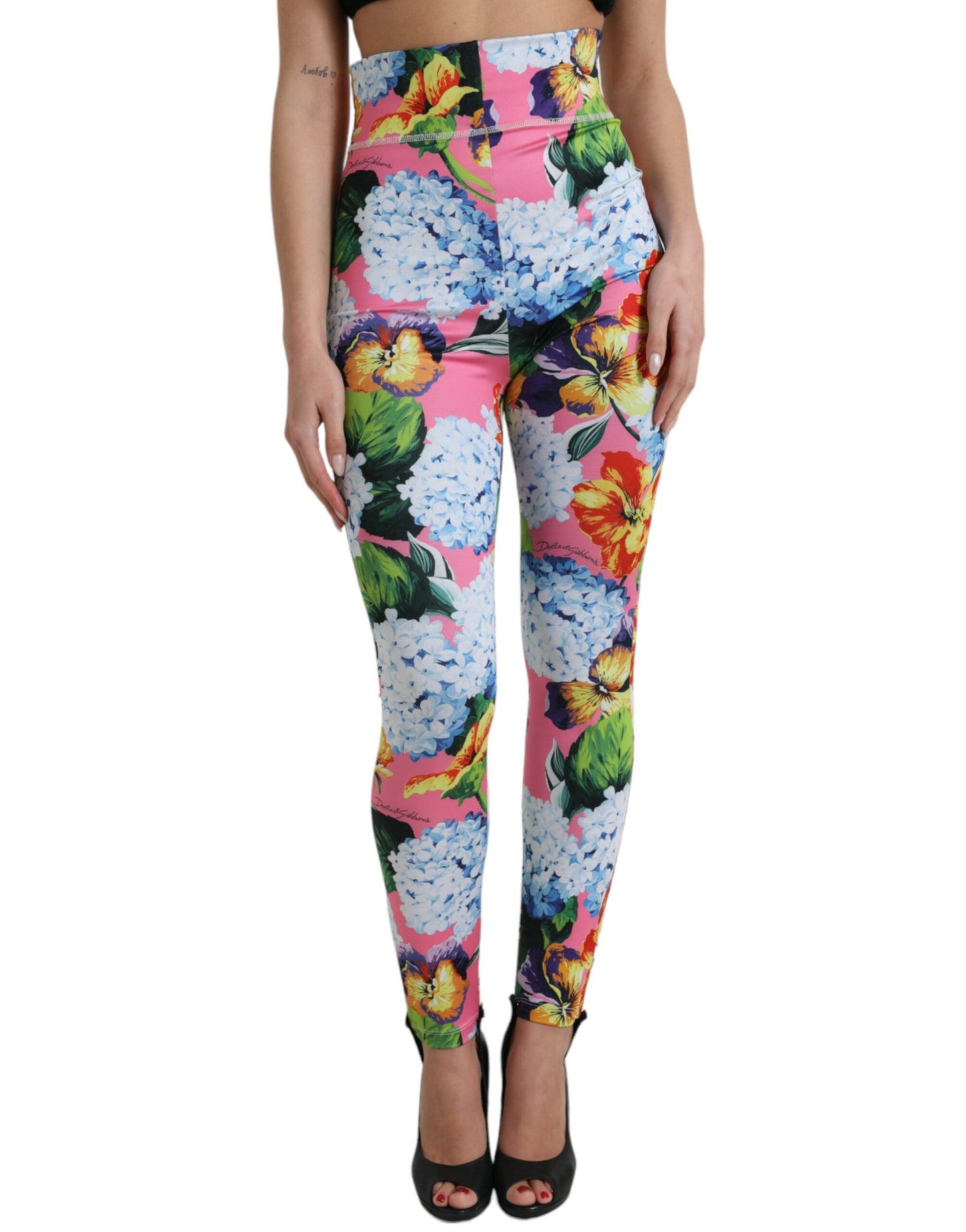 Dolce & Gabbana Multicolor Floral High Waist Leggings Pants by Dolce & Gabbana
