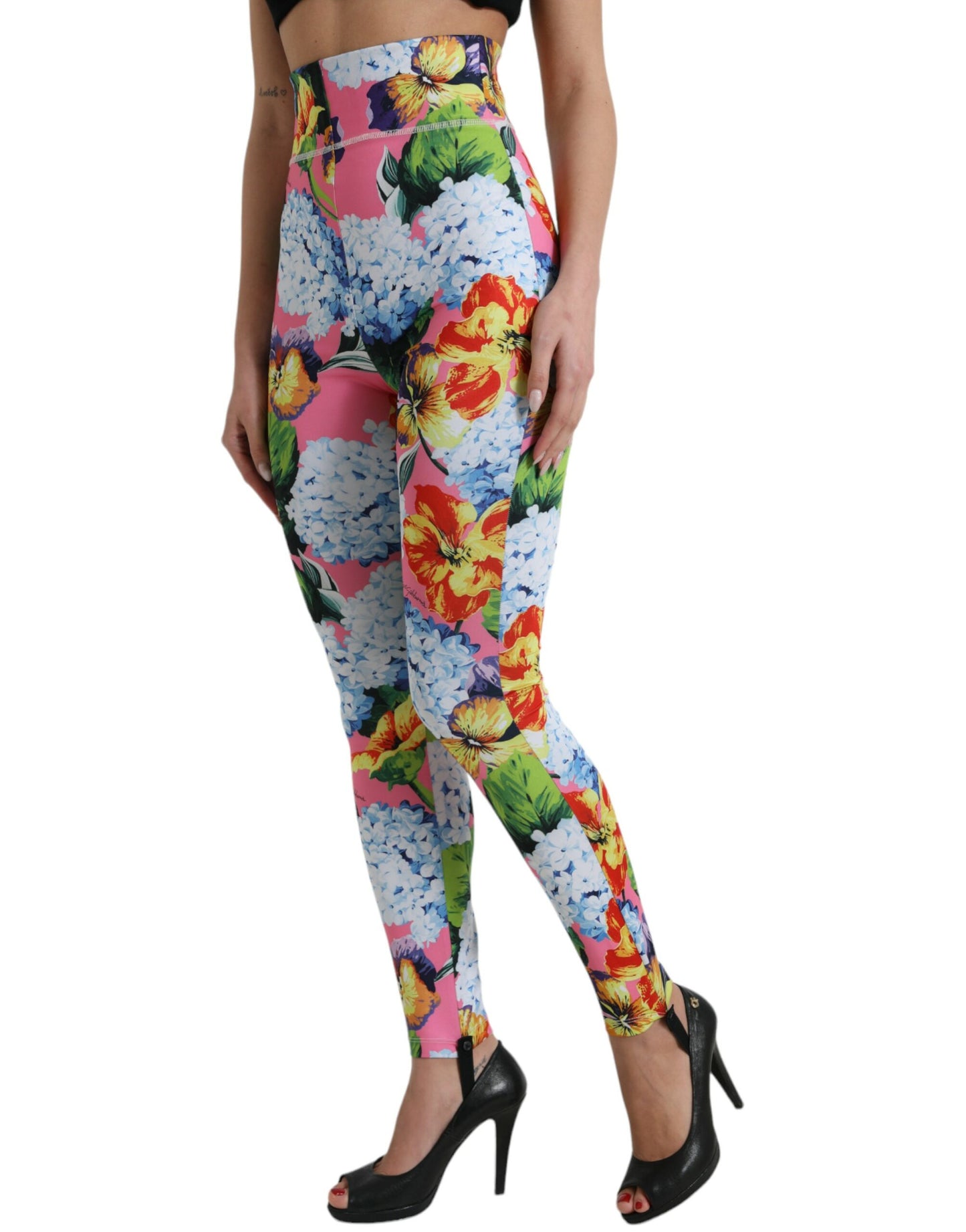 Dolce & Gabbana Multicolor Floral High Waist Leggings Pants by Dolce & Gabbana