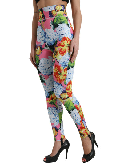 Dolce & Gabbana Multicolor Floral High Waist Leggings Pants by Dolce & Gabbana